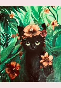 Sunday It’s a Frida Kahlo World, Kitty Cat ll — Painting