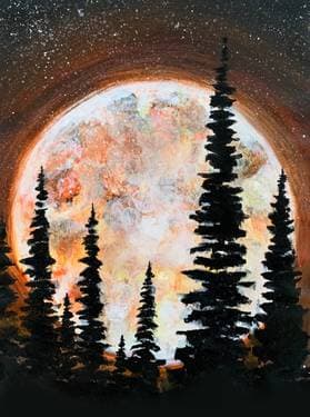 Glowing Moonlit Silhouette - Paint Nite event in Janesville, WI