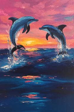 Dolphins at Sunset - Paint Nite event in NAPA, CA