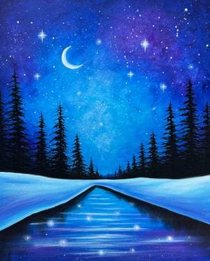 Bright Winter Night - Paint Nite event in WOBURN, MA