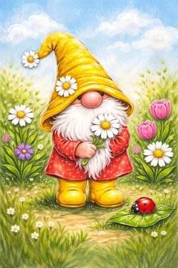 Daisy Gnome Garden — Painting