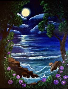 Moonlit Ocean Vibes - Paint Nite event in Los Angeles , CA