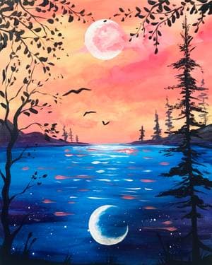 Crescent Moon Reflection - Paint Nite event in Bettendorf, IA