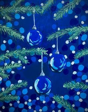 Blue Christmas ornaments - Paint Nite event in Schaumburg, IL