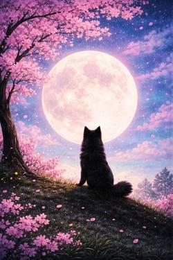 Moonlit Sakura — Painting