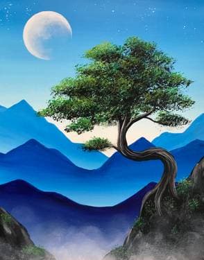 Misty Blue Mountains - Paint Nite event in Sainte-Julie, QC
