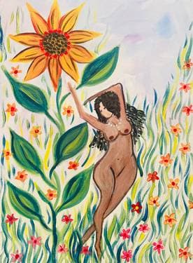 Goddess and the Sunflower - Paint Nite event in Encino, CA