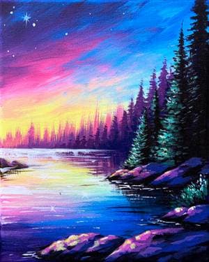 Sunset by the rocks - Paint Nite event in Langley, BC