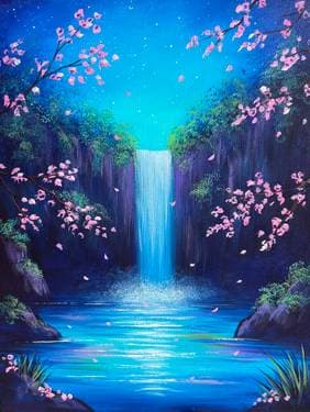 Pink Blossom Falls - Paint Nite event in Los Angeles , CA