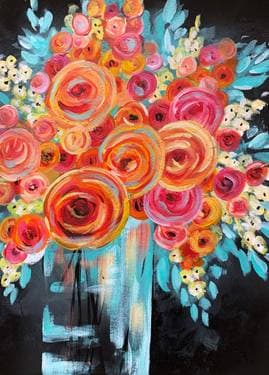 Vibrant Rose Bouquet - Paint Nite event in Nepean, ON