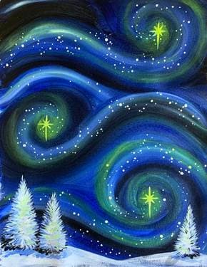 Winter Starry Night - Paint Nite event in Calgary, AB