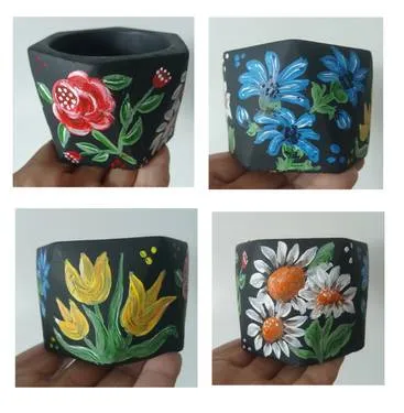 Folk Art Painted Flower Pots — Painting
