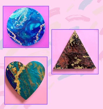 Paint Pour on Geometric Canvas with Gold Leaf - Paint Nite event in Toronto, ON