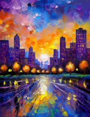 Abstract City Sunset Virtual Paint Nite w/ Joyce of Art!! — Painting