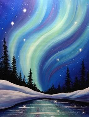 Northern Night Lights - Paint and sip event at Warm Belly Farm and Garden Center in Cottage Grove , WI - PaintNite.com