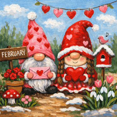 February Love Gnomes - Paint Nite event in Fremont, CA