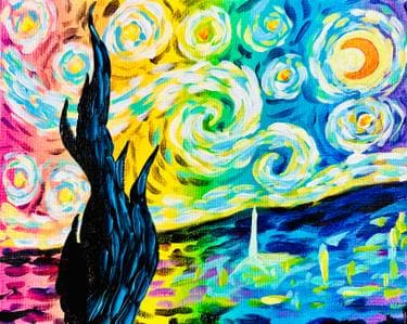 Rainbow Starry Night - Paint Nite event in Rock Island, IL