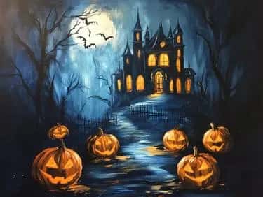 The Haunted Mansion at Night