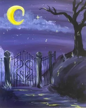 Glowing Graveyard Gates — Painting