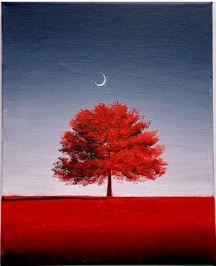 Paint Nite: Red Tree Under the Moon — Painting