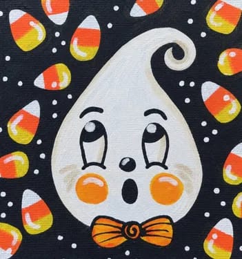 "Candy Corn Ghost" — Painting