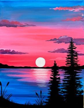 Pink Sky at the Lake - Paint Nite event in Barrie, ON