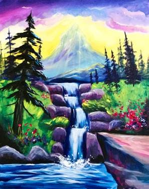 Mystic Mountain Waterfall: Master Class - Paint Nite event in Calgary , AB
