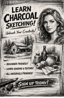 Learn how to Charcoal Sketch with Tila - Paint Nite event in Marina Del Rey, CA