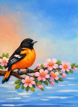 Baltimore bird blossom at Sidelines Sports Bar & Grill - Glen Burnie — Painting