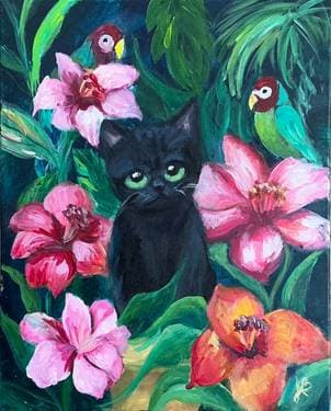 Tropical cat I - Paint Nite event in Los Angeles , CA