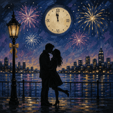 New Years Fireworks Kiss - Paint Nite event in NAPA, CA