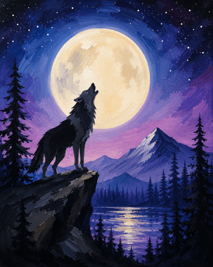 Wolf Howling at the Full Moon - Paint Nite event in NAPA, CA