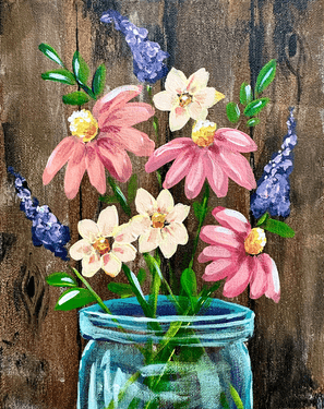 Rustic Jar of Flowers - Paint Nite event in Roseville, CA
