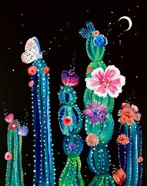 Desert Cactus Butterfly - Paint Nite event in Auburn, CA