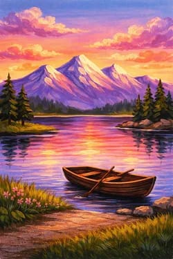 Mountain Lake at Dusk Virtual Paint Nite! — Painting