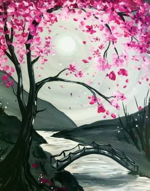 Moonlit Cherry Blossom Bridge - Paint Nite event in MISSISSAUGA, ON
