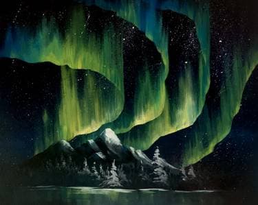 Winter Mountain Northern Lights - Paint Nite event in Layton, UT