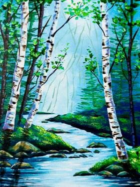 Peaceful Birch Stream - Paint Nite event in Sunnyvale, CA