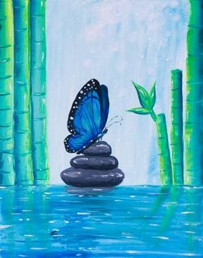 Zen Blue Butterfly - Paint Nite event in Sacramento, CA