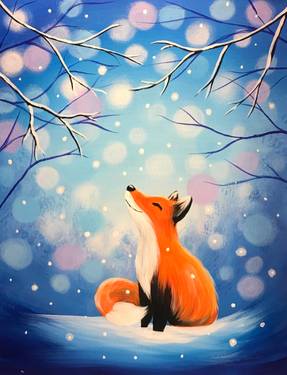 Saturday Snow Fox Given — Painting