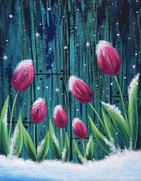 Frosted Fuchsia Tulips - Paint Nite event in Edmonton, AB