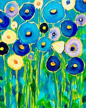Take a Break Tuesday Virtual Paint Nite w/ Joyce of Art!! Klimt's Blue Flowers Abstract Art — Painting