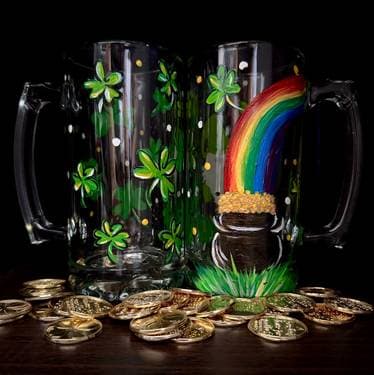 Luck of the Irish set of beer mugs - Paint Nite event in Pittsburgh , PA