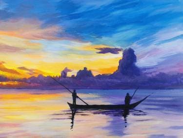 Fishing at Sunrise - Paint Nite event in Saskatoon, SK