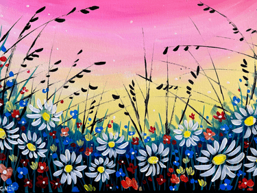 Daisies and a Hazy Sky - Paint Nite event in Sunnyvale, CA