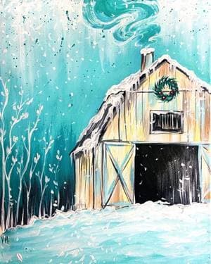 Winter Barn In Teal - Paint Nite event in Winnipeg, MB