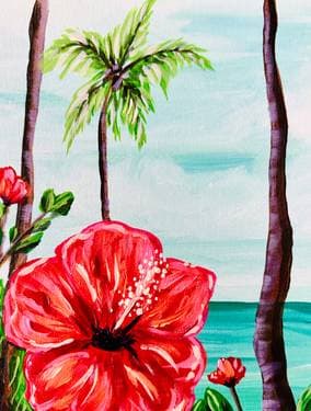 Vintage Hawaii Hibiscus - Paint Nite event in Sacramento, CA