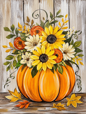 Sunflower Floral Bouquet Pumpkin - Paint Nite event in Abbotsford , BC
