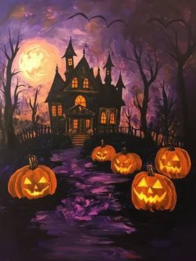 The Haunted Mansion at Moonlight - Paint Nite event in Leduc, AB