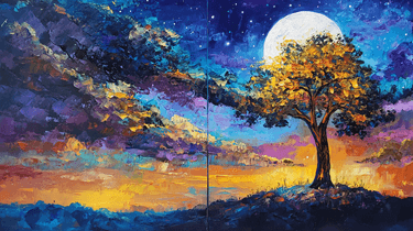 Two Hearts, One Moon- Partner Painting - Paint Nite event in Winnipeg, MB